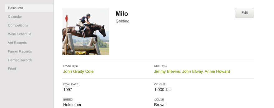 Detailed Horse Profiles