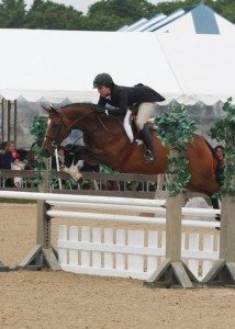 horse and rider going over a jump