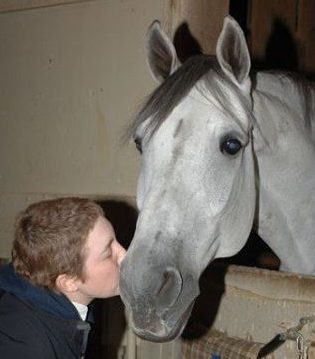 person kissing a horse on the nose